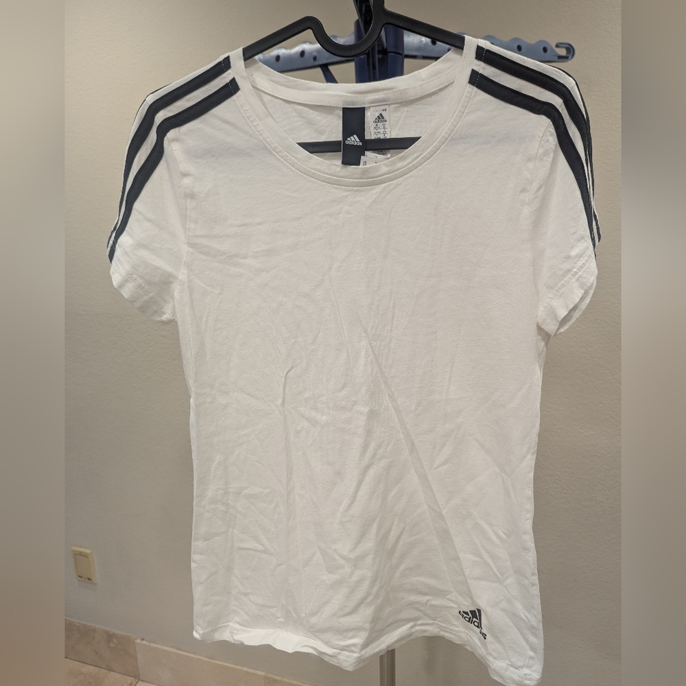 Adidas Classic 3 Stripes Tee T-shirt Youth XL 14-15Y White Black